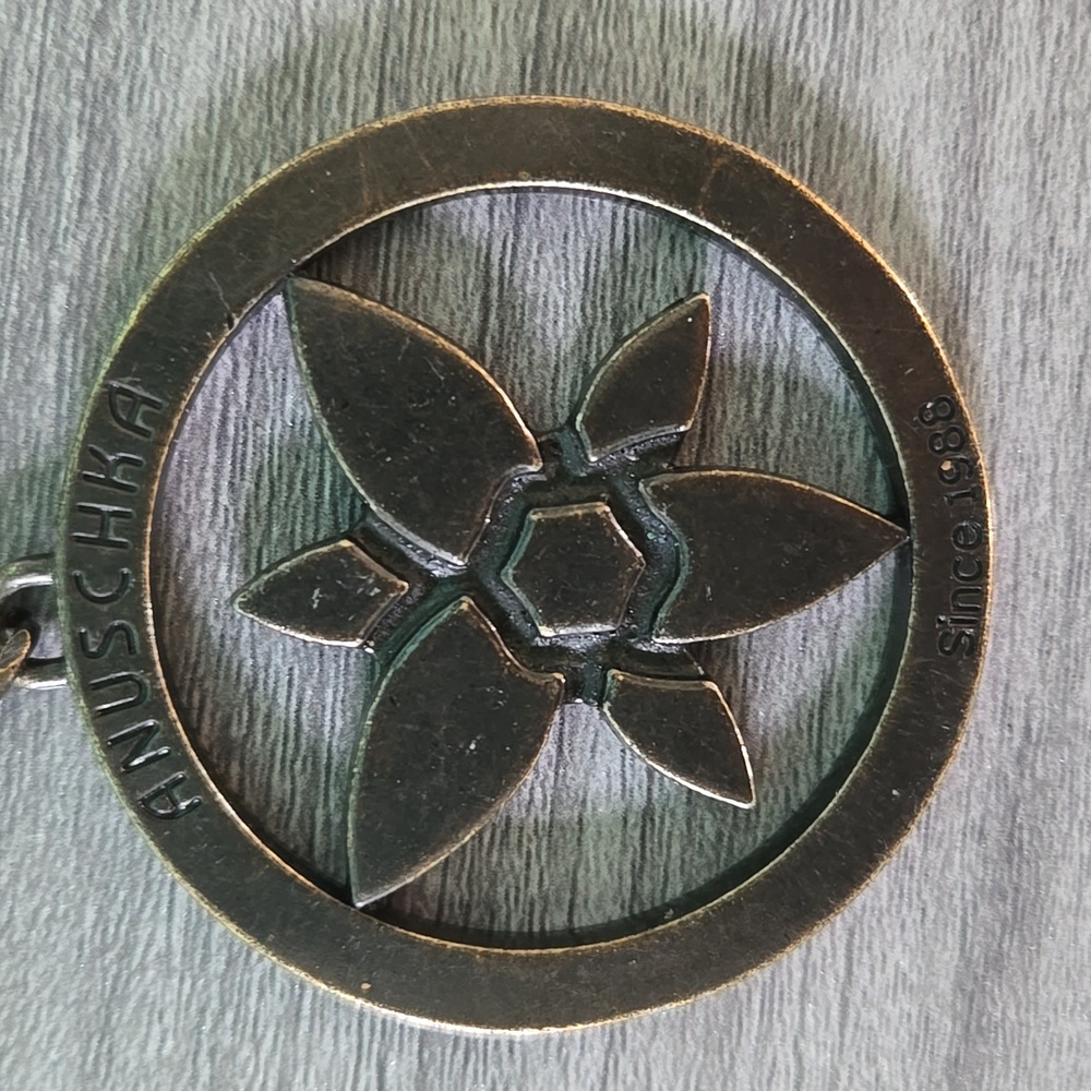 Anuschka Logo Key Ring Key Chain Bag Charm Flower